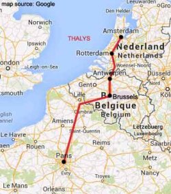 amsterdam to paris rail map