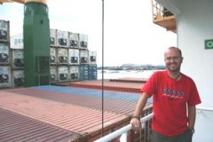 Andrew Horsman on the deck of the Beltram Trader, en route to Brisbane, Australia. photos by Andrew Horsman