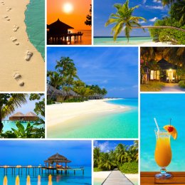 Collage of summer beach maldives images