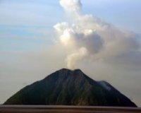 Pulau-Kombo volcano off the coast of Indonesia.