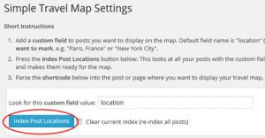 Simple travel map plugin settings