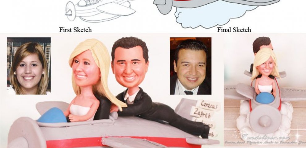 Travel wedding cake toppers