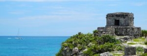 The Mayan ruins in Tulum, Mexico on a sunny day