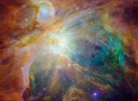 The Orion Nebula, 1,500 light years from Earth. Image credit: NASA/JPL-Caltech/STScI