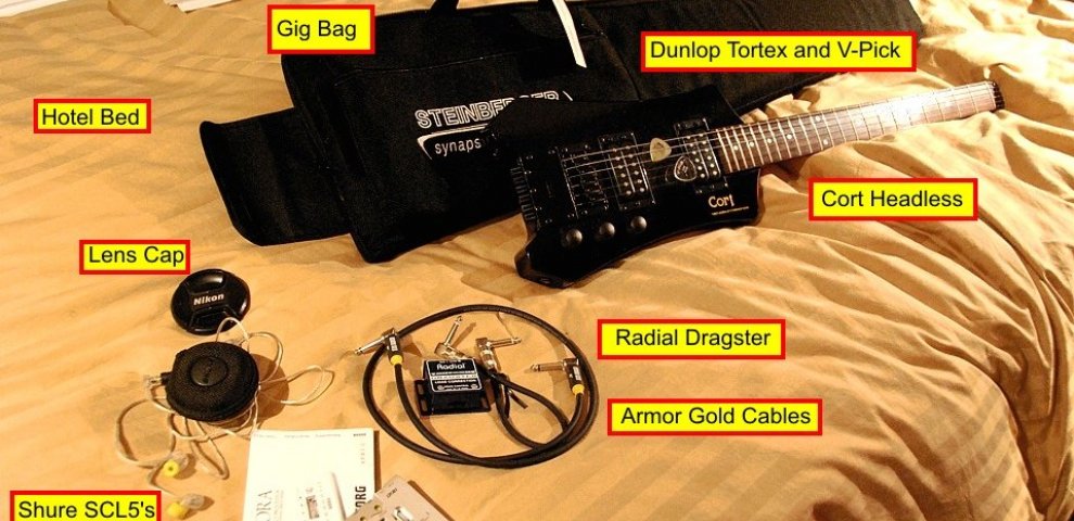 Travel bass guitars with folding neck